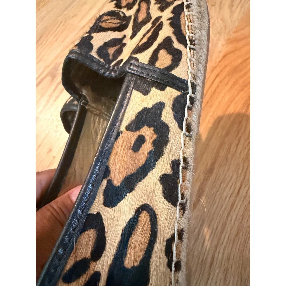 Sam Edelman Lewis Leopard Calf Hair Espadrille Flats Black Croc Cap Toe 9.5M